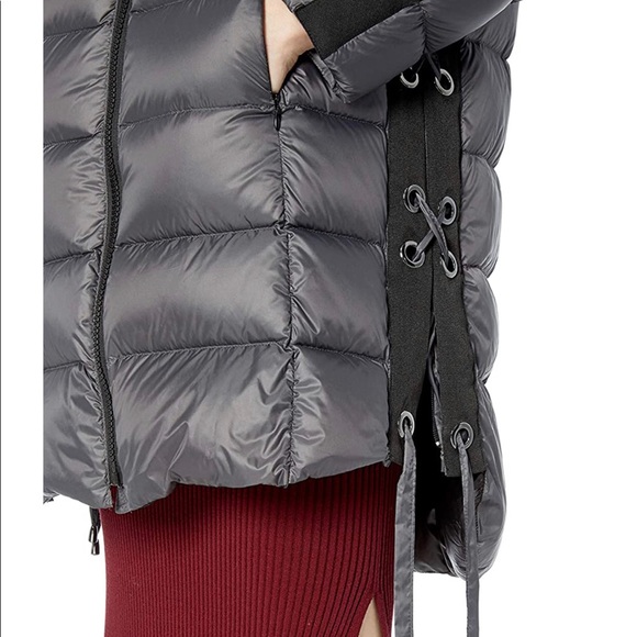 1 Madison Real Fur Down Coat W/ Grommet Detail - Picture 2 of 10